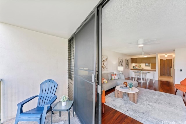 balcony with ceiling fan