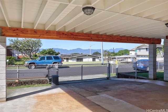 exterior space featuring a mountain view