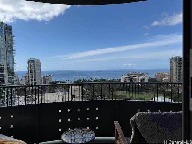 balcony with a water view