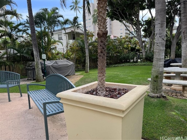 view of patio featuring area for grilling and an outdoor fire pit