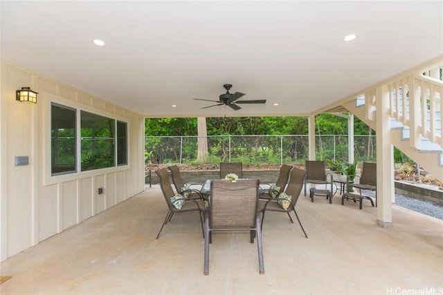 view of patio with ceiling fan