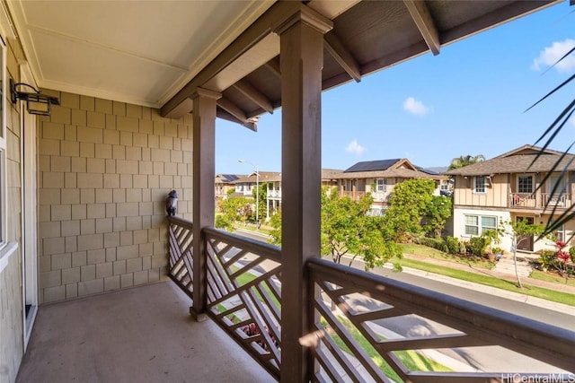 balcony featuring a residential view