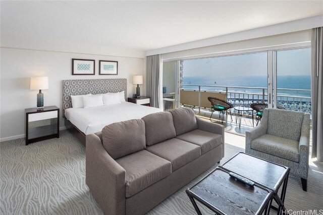 1777 Ala Moana Blvd Unit 2206, Honolulu, HI 96815 - carpeted bedroom with a water view and access to outside