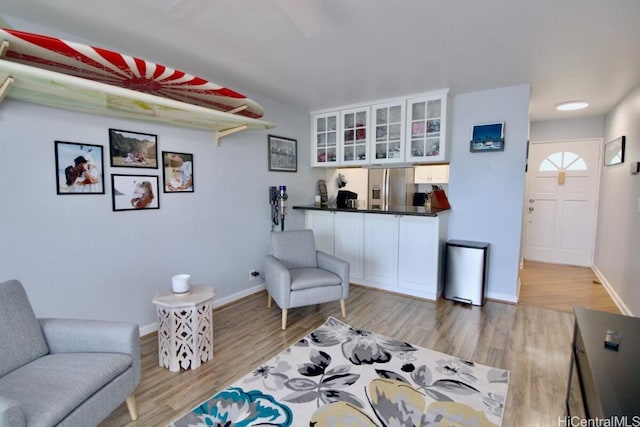 living area featuring light hardwood / wood-style floors