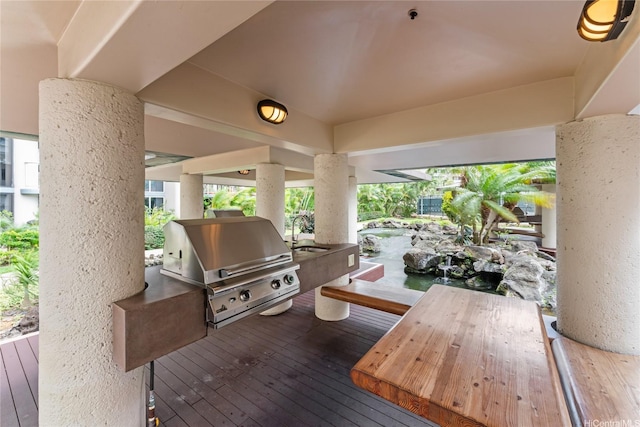 1212 Nuuanu Ave Unit 1412, Honolulu, HI 96817 - wooden deck featuring a sink and a grill