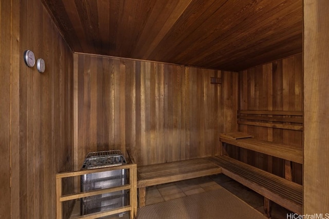 view of sauna / steam room with tile patterned flooring