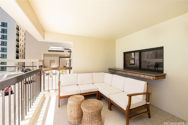 view of tiled living room