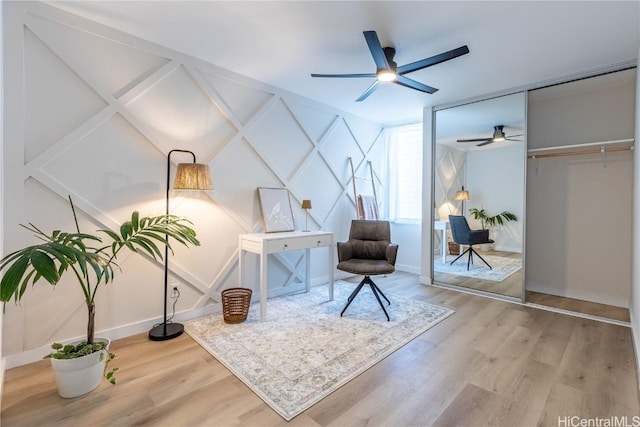 living area featuring light hardwood / wood-style flooring