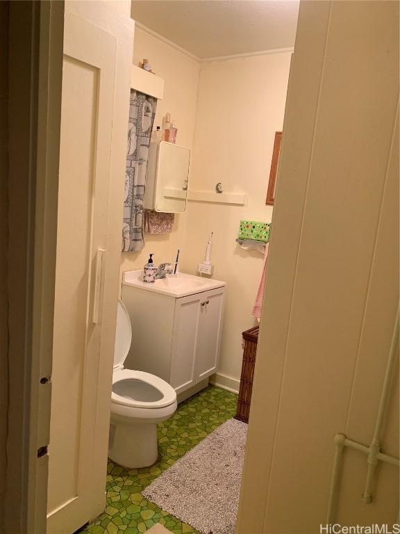bathroom with vanity and toilet