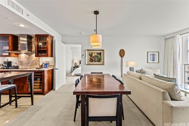 view of carpeted dining space