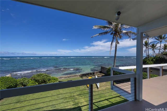 view of water feature featuring a view of the beach