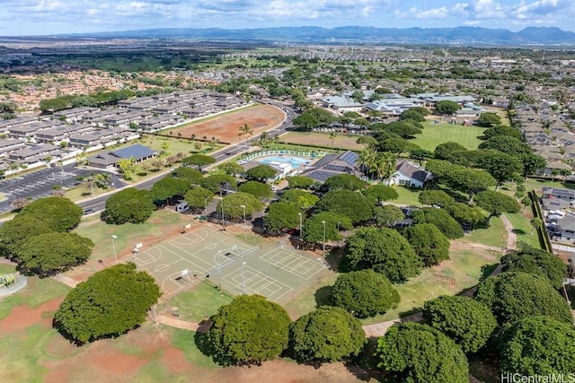 aerial view with a residential view and a mountain view