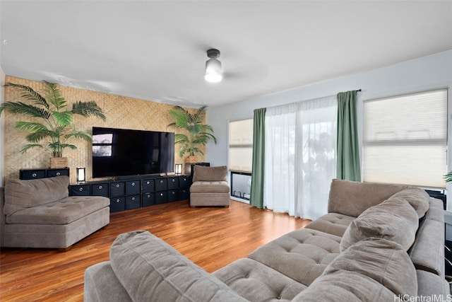 living room with light wood-type flooring