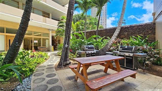 view of patio with area for grilling