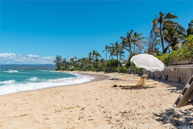 water view featuring a beach view