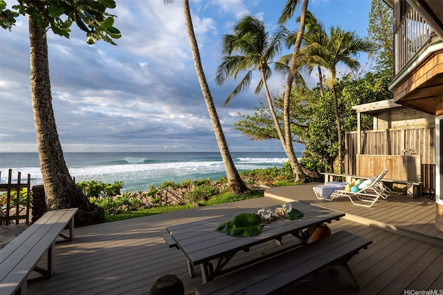 59-377 Ke Nui Rd, Haleiwa, HI 96712 - deck featuring view of water and beach