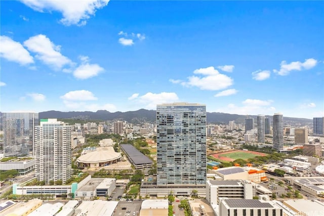 property's view of city featuring a mountain view