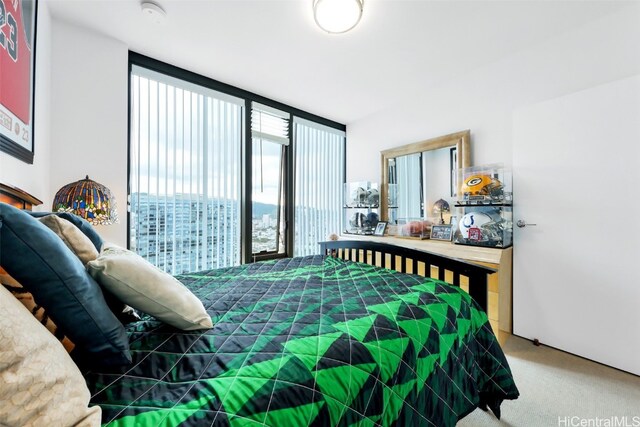 bedroom with a city view