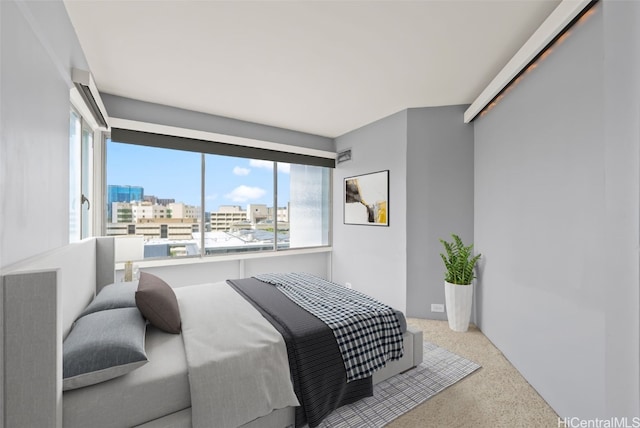 bedroom featuring a view of city