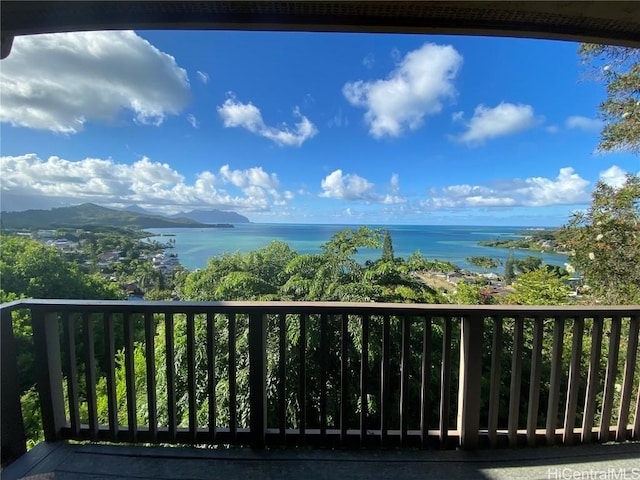 balcony with a water view