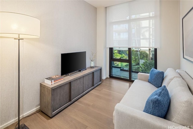 living room featuring light wood-type flooring