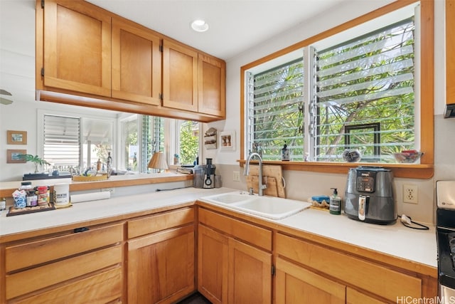 kitchen with light countertops and a sink