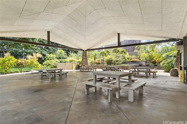 view of patio featuring outdoor dining area