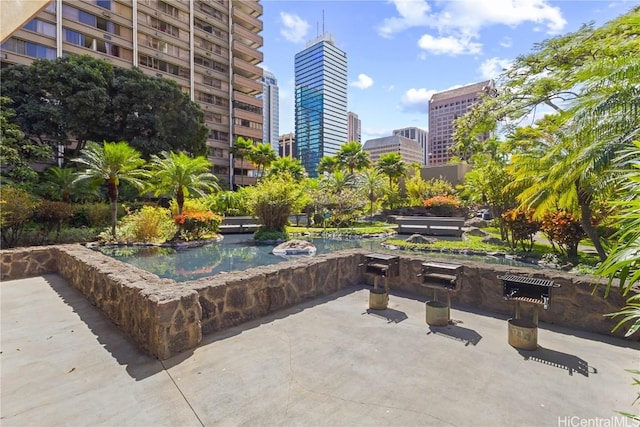 view of patio featuring a view of city