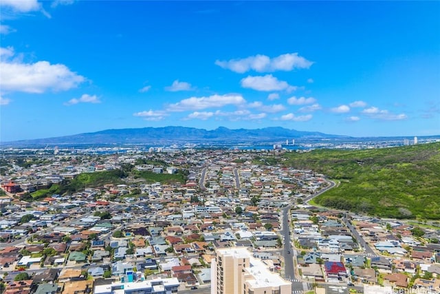 bird's eye view with a mountain view