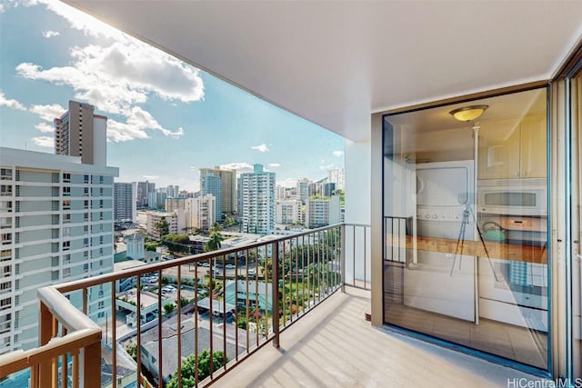 balcony with a view of city