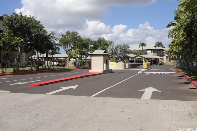 view of street featuring sidewalks and curbs