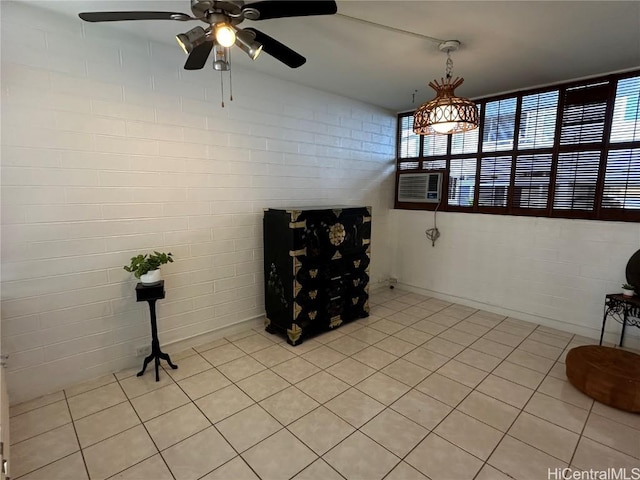 interior space with cooling unit and light tile patterned floors