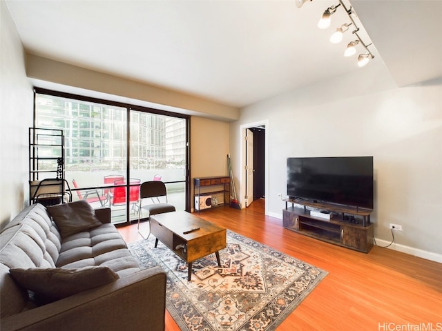 living room featuring hardwood / wood-style floors