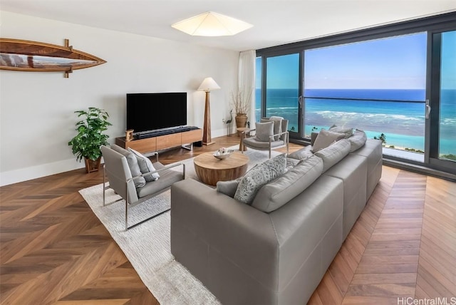 living area with baseboards