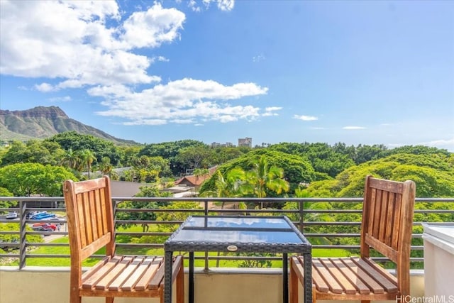 balcony with a mountain view