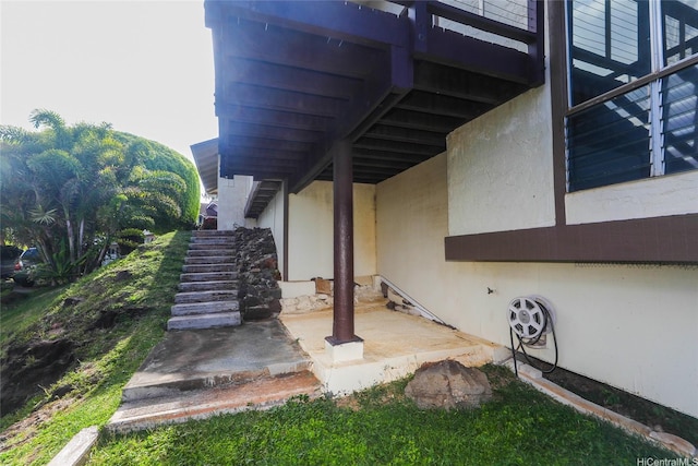 view of patio featuring stairs