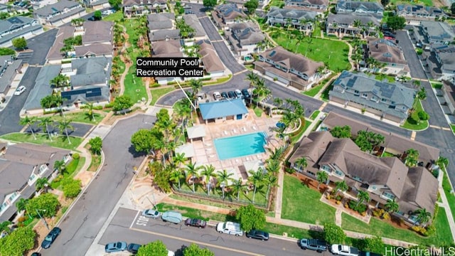 bird's eye view with a residential view