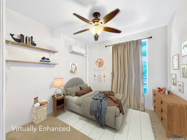 91-1058 Kekuilani Loop Unit 1502, Kapolei, HI 96707 - carpeted bedroom featuring a wall unit AC and ceiling fan