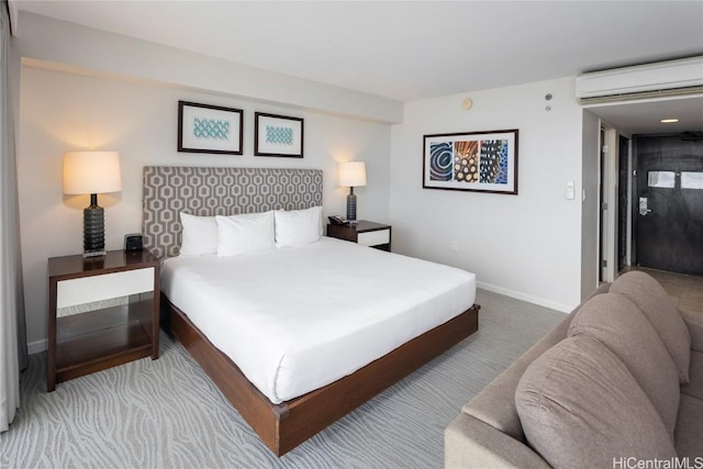 1777 Ala Moana Blvd Unit 2208, Honolulu, HI 96815 - bedroom with light colored carpet, baseboards, and a wall mounted AC