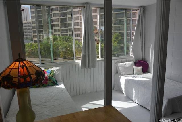 bedroom with radiator heating unit