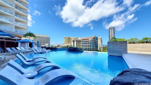 pool with a view of city