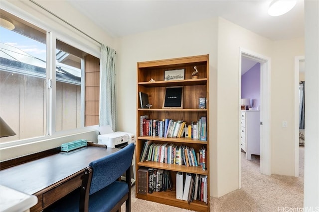 view of carpeted home office