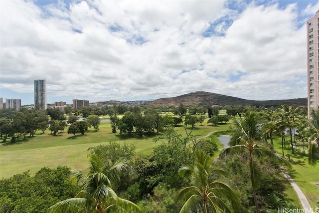 view of mountain feature with a view of city