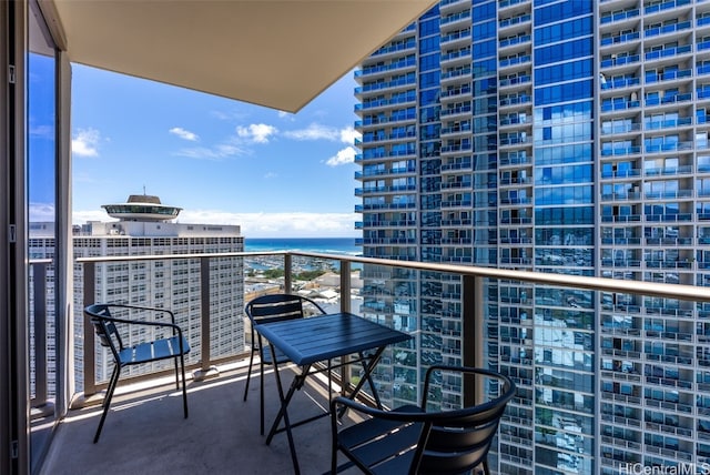 balcony with a water view