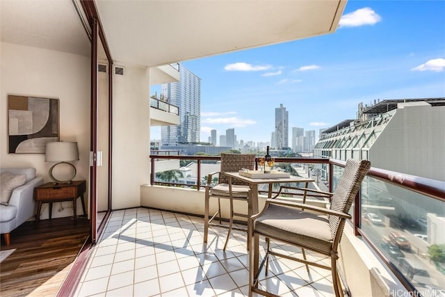 balcony with a view of city