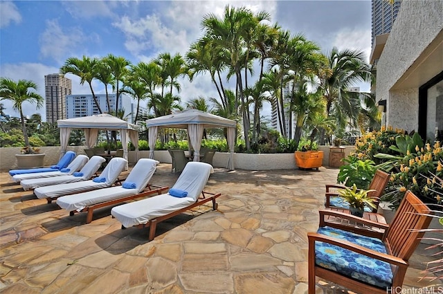 view of patio / terrace featuring a gazebo