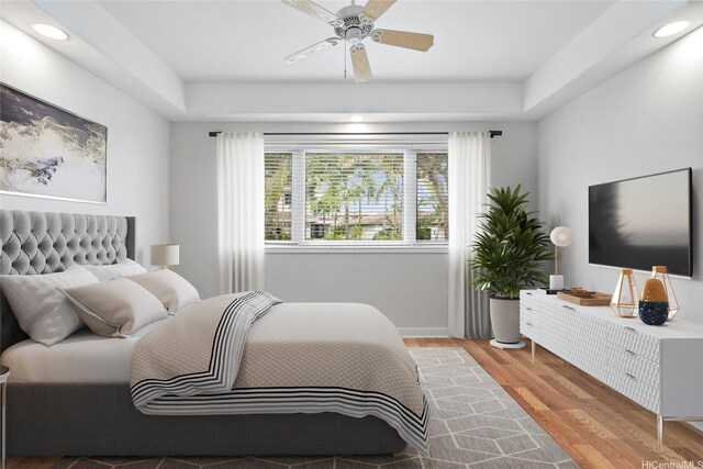 92-1277 Hauone St, Kapolei, HI 96707 - bedroom with wood finished floors, recessed lighting, and ceiling fan