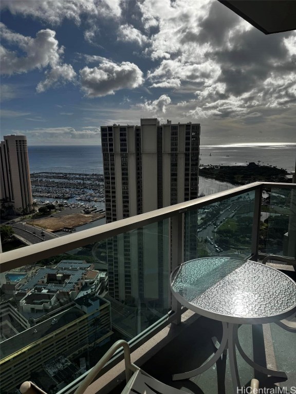 balcony with a water view