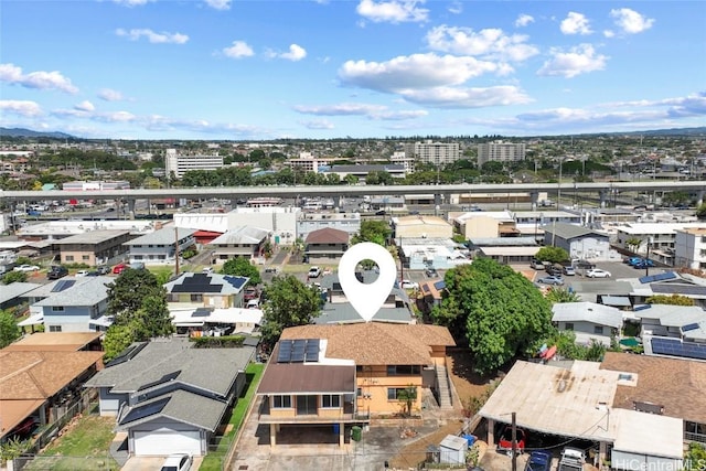 drone / aerial view featuring a city view