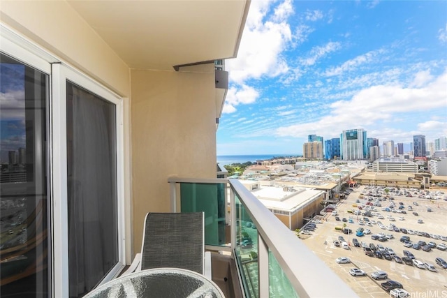 balcony with a view of city